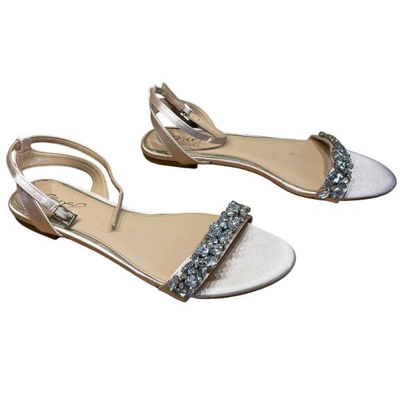 Jewel Badgley Mischka Ohara Minimalist Crystal Adorned Flat Size 7.5 New No Box - Picture 2 of 7
